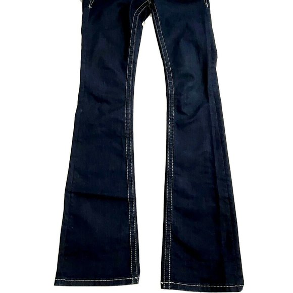 Miss Me Sz 24 Easy Boot Rear Sequins Bling Darkwash Denim Jeans - Picture 6 of 11